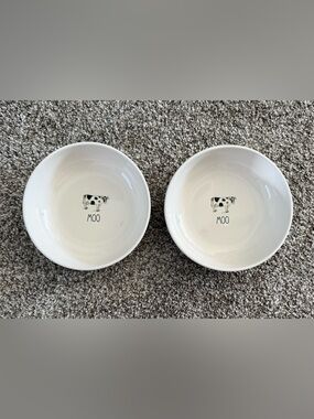 Rae Dunn Moo Cow Cereal / Pasta Bowls ~ Set of 2 NEW
